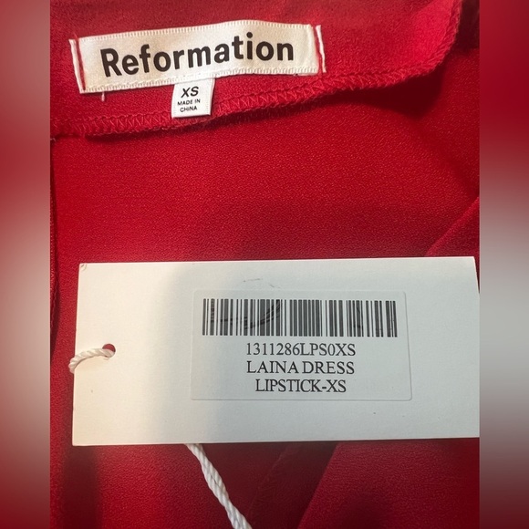 Reformation Laina Midi Dress Cap Sleeve waist Belt Lipstick Red Womens XS NEW - Picture 10 of 11